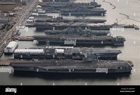 View Of Aircraft Carrier At The Norfolk Virginia Naval Base Stock