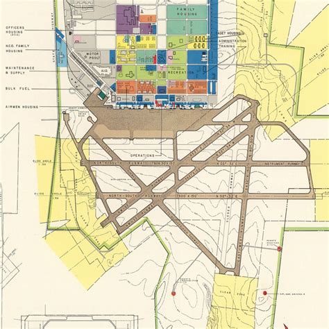 Vintage Map Of Hunter Air Force Base 1951 By Ted S Vintage Art