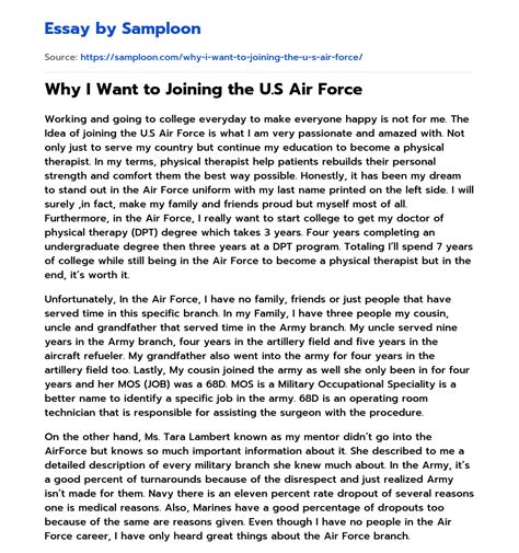 Why I Want To Joining The U S Air Force Free Essay Sample On Samploon Com