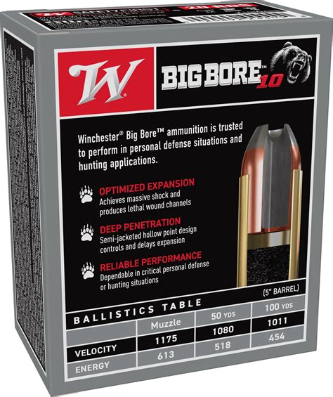 Winchester 10Mm Auto Ammunition Big Bore 10 X10mmbb 200 Grain Semi