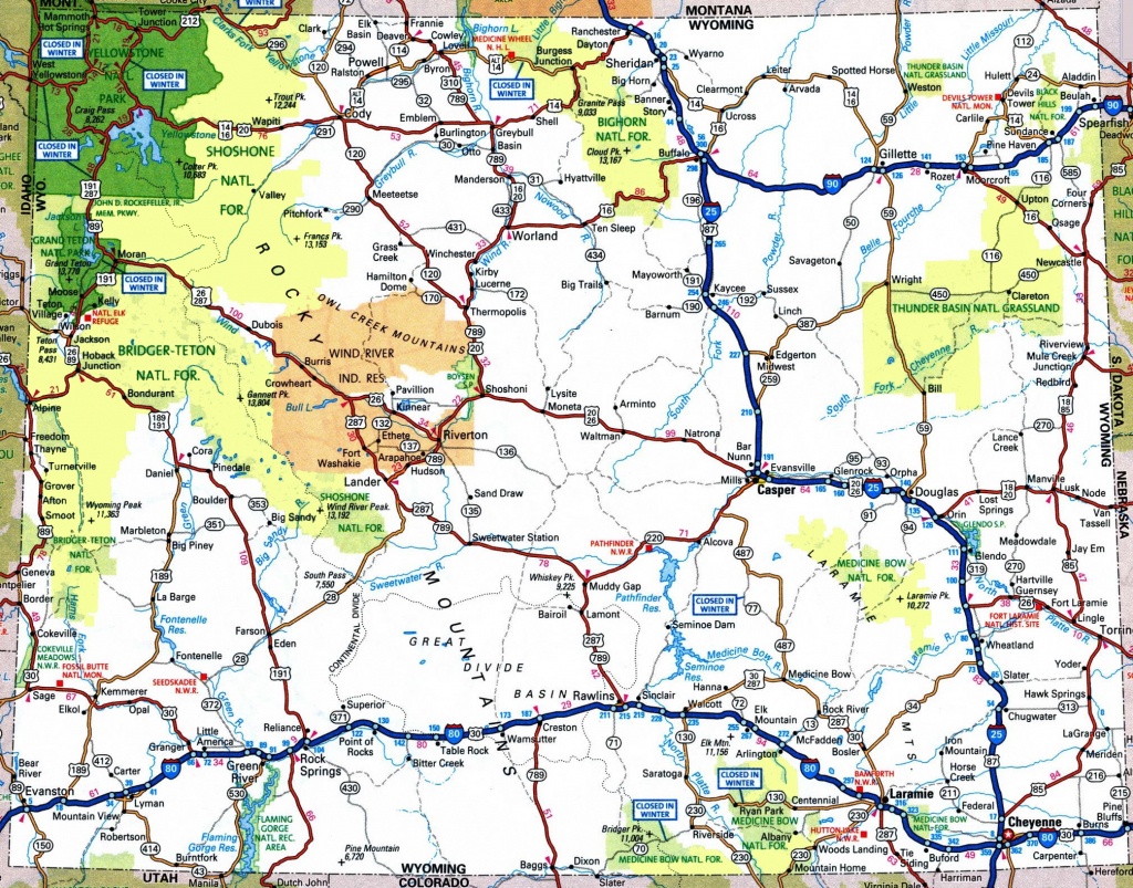 Wyoming Map Wy Map Map Of Wyoming State With Cities Roads Rivers