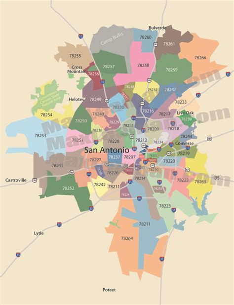 Zip Code Map San Antonio Texas Area Map